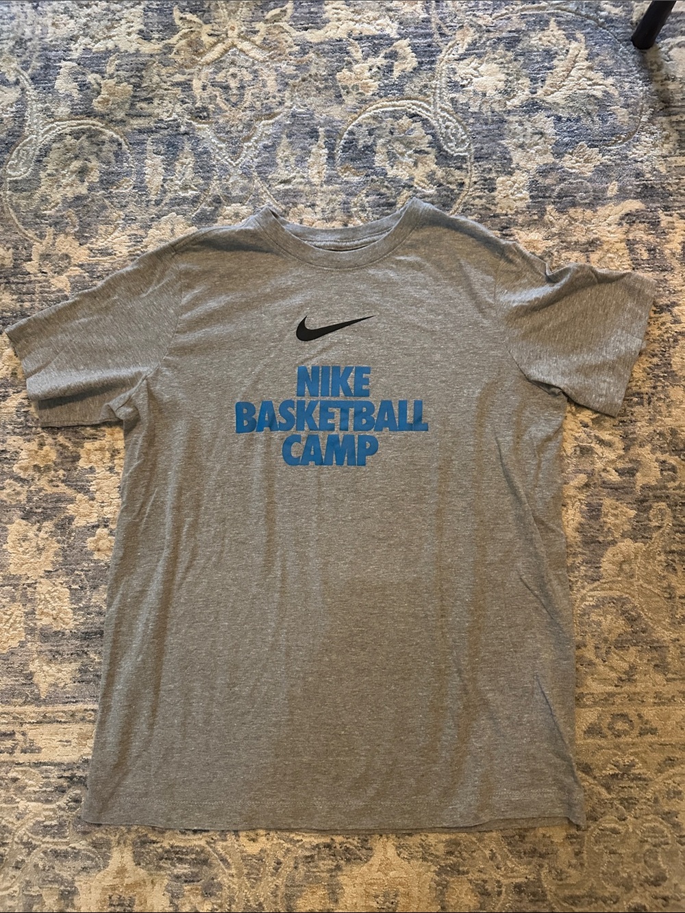 Nike Gray T-Shirt with Blue Basketball Camp Logo